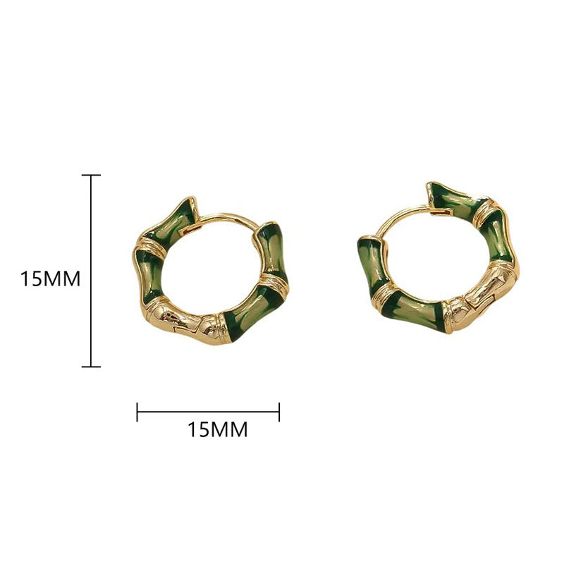 Elegant Bamboo Enamel Hoop Earrings