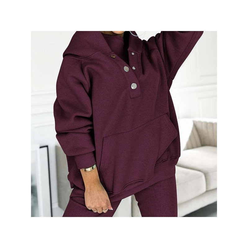 Solid Color Hooded Sports Casual Sweatshirt