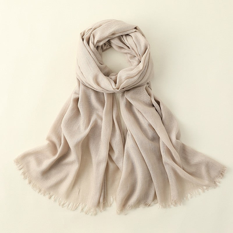 Thin Solid Color Long Cotton And Linen Scarf