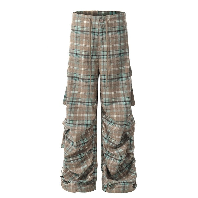 Lazy Plaid Wide Leg Pants