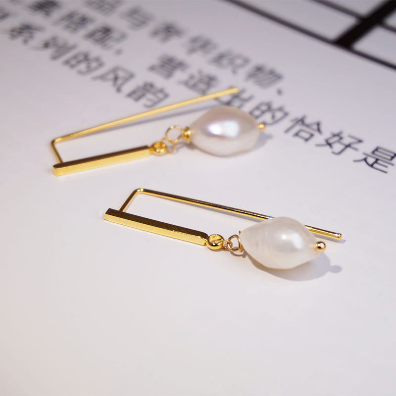 Pearl Pendant Elegant Long Earrings
