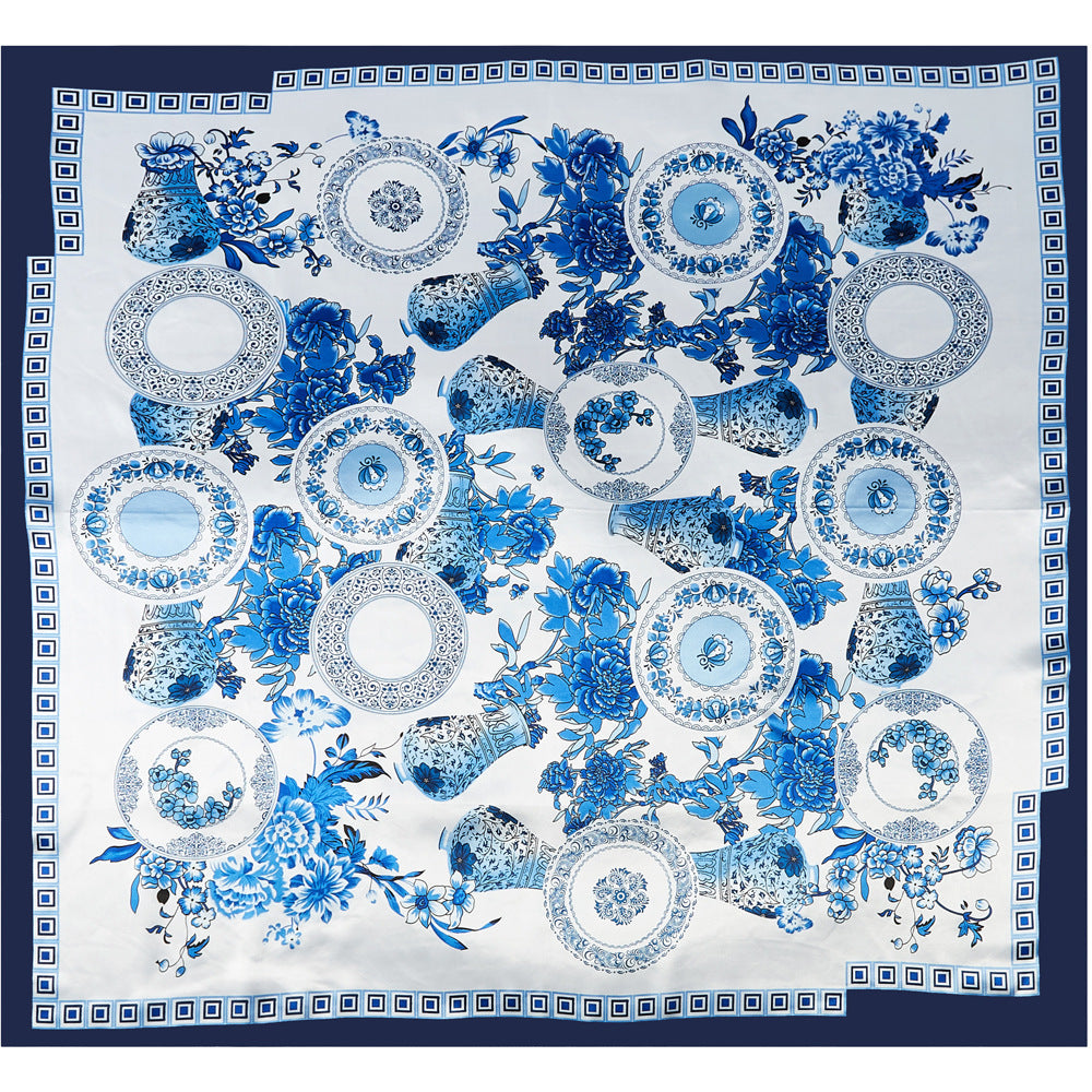 Vintage Splicing Patterns Square Satin Scarf