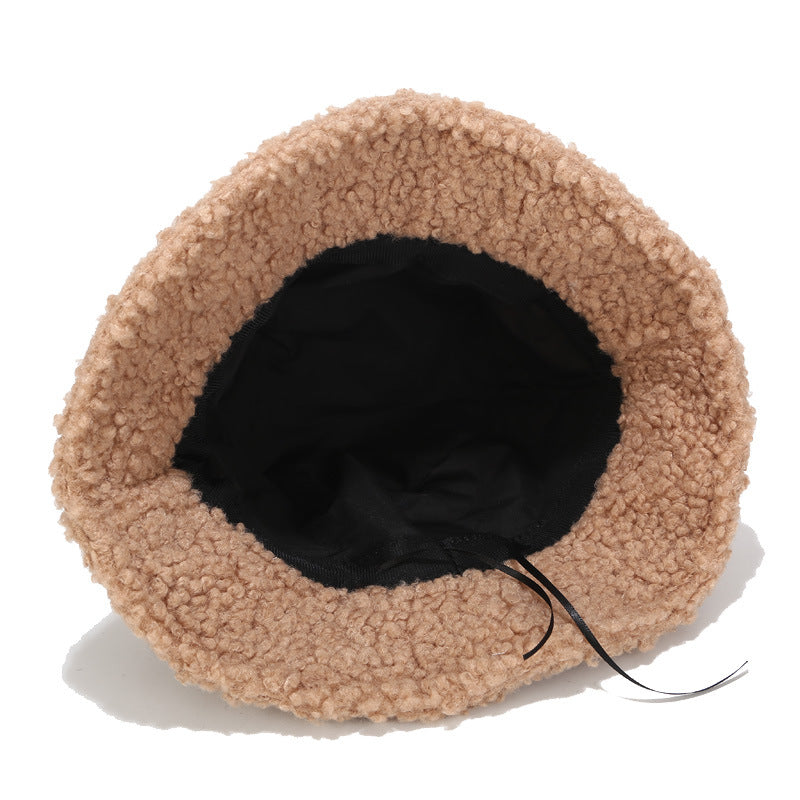Winter Letter Embroidered Soft Fleece Bucket Hat