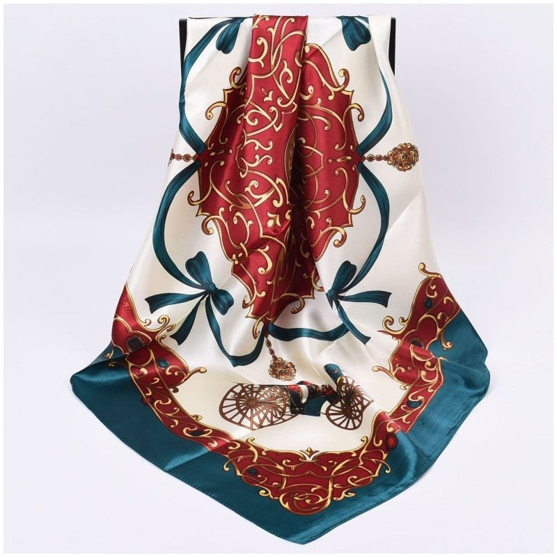 Carriage Printed Square Satin Scarf