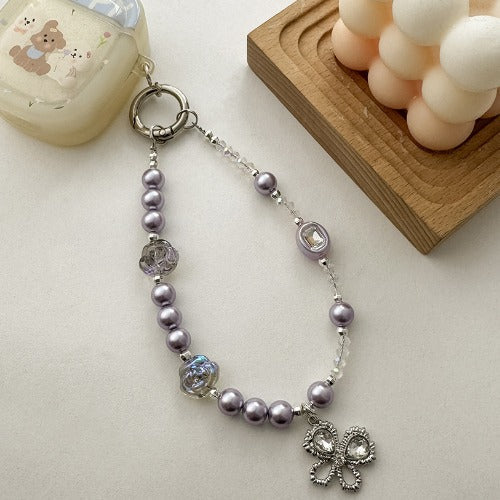 Asymmetrical Crystal Beaded Butterfly Keychain