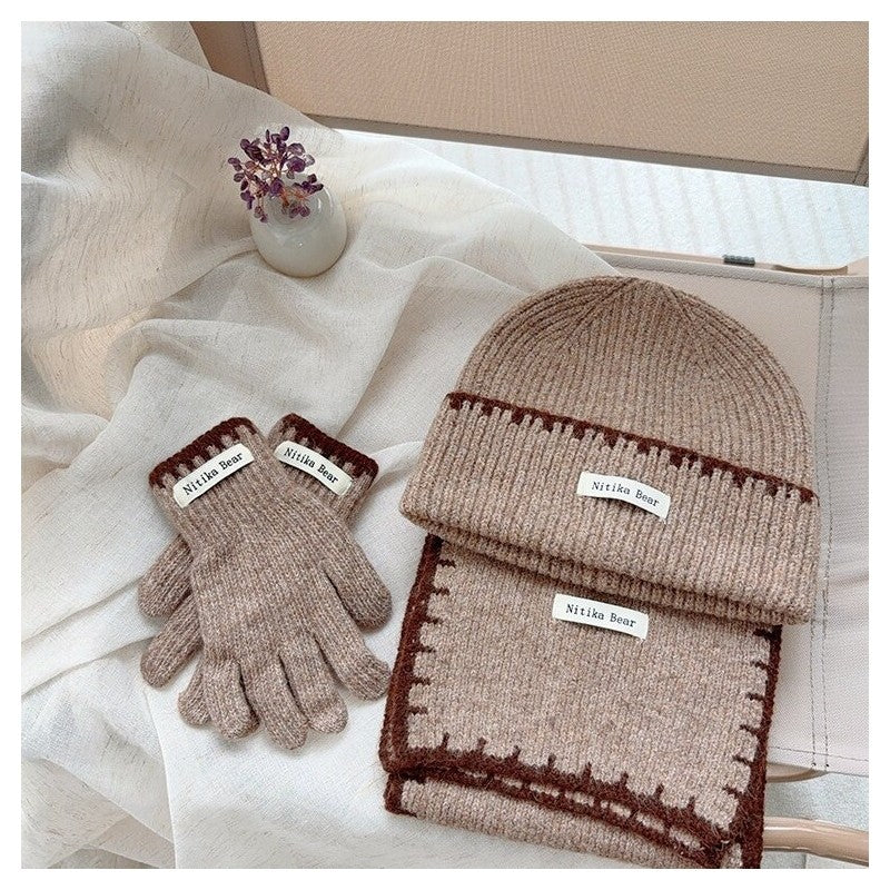 Kids Knitted Gloves Scarf Hat Set