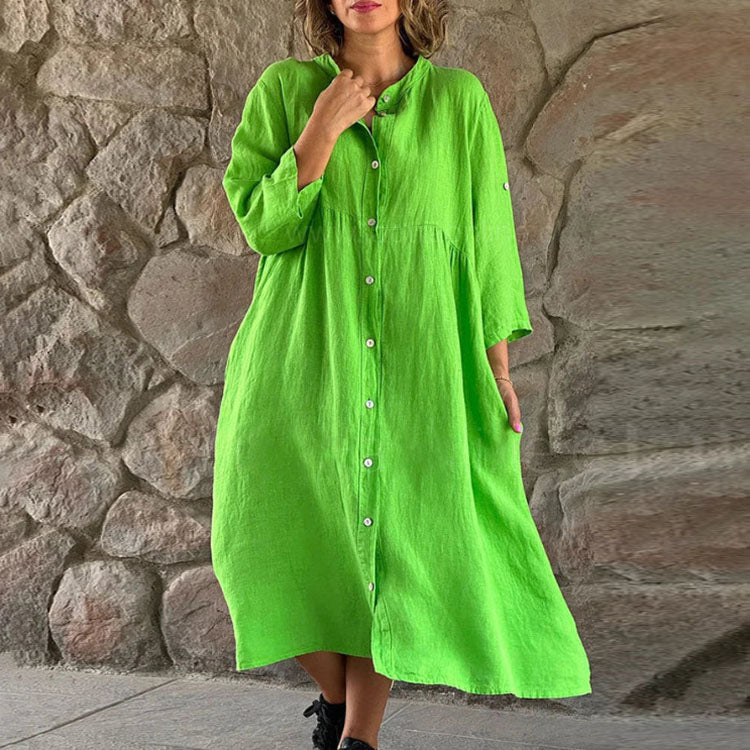 Vestido casual de lino y algodón para mujer