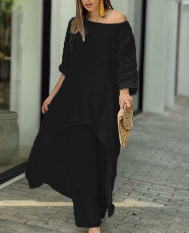 Women Fashion Casual Solid Color Cotton Linen Set