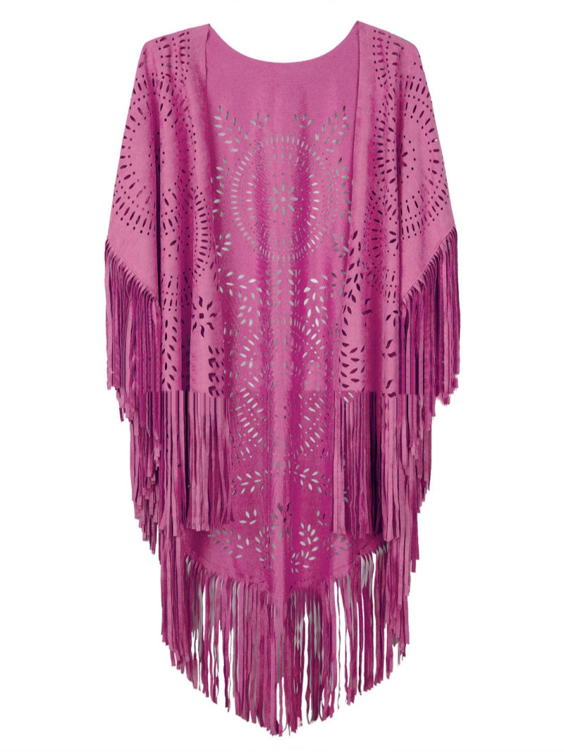 Chal de gamuza con borlas para mujer, estilo bohemio, de verano