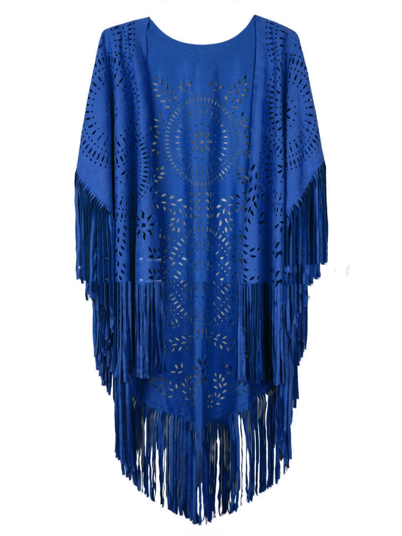 Chal de gamuza con borlas para mujer, estilo bohemio, de verano