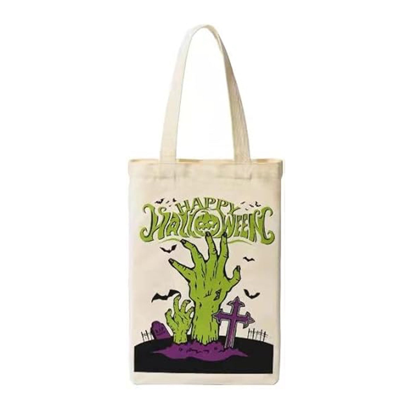 Sac fourre-tout en toile motif citrouille et fantôme d'Halloween