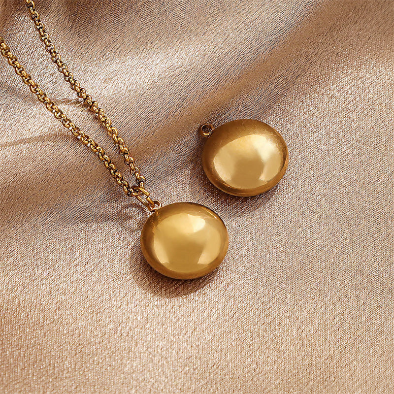 Collar de acero inoxidable con colgante redondo sencillo