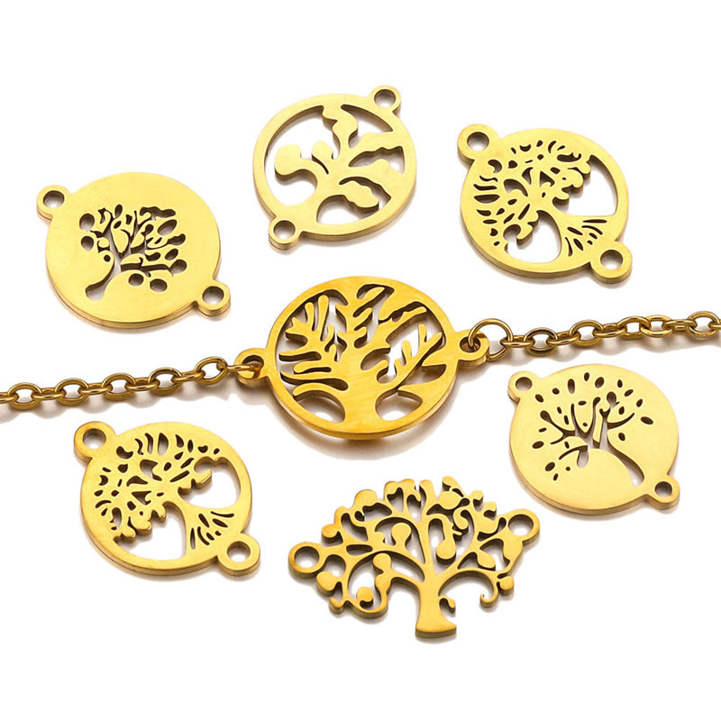 Pulsera de cadena de acero inoxidable con forma de árbol de la vida