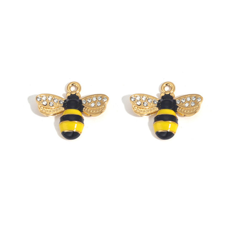 Collar con colgante de abeja y pájaro esmaltado para mujer