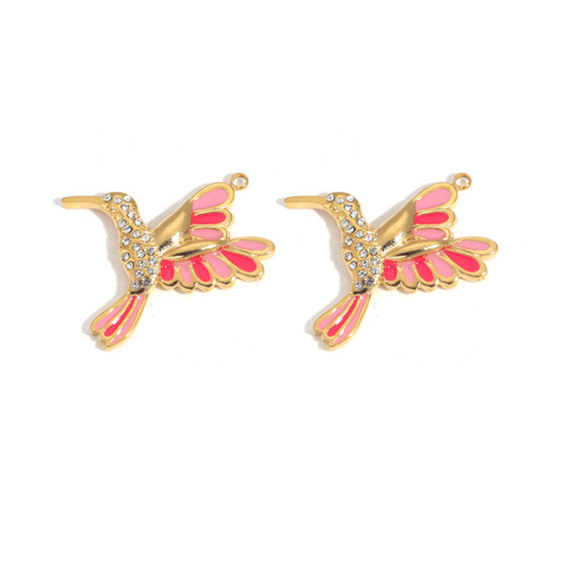Collar con colgante de abeja y pájaro esmaltado para mujer