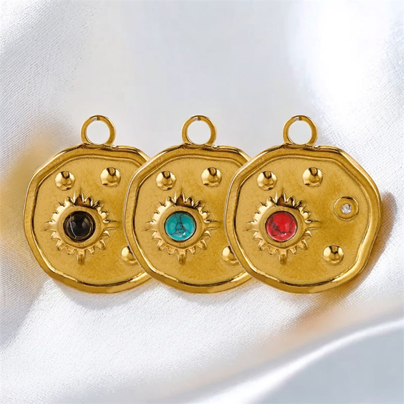 Collar vintage con colgante de piedra incrustada para mujer