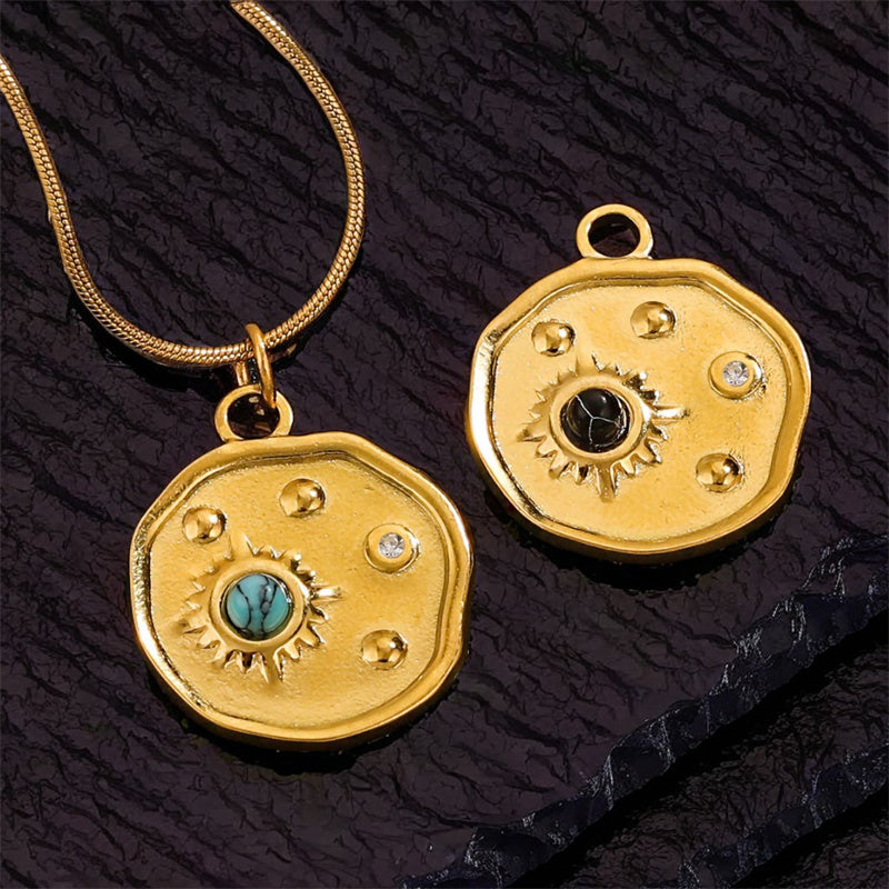 Collar vintage con colgante de piedra incrustada para mujer