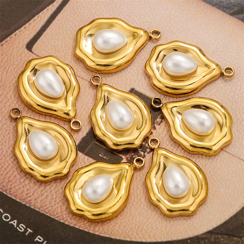 Elegante collar de acero inoxidable con colgante de perla para mujer