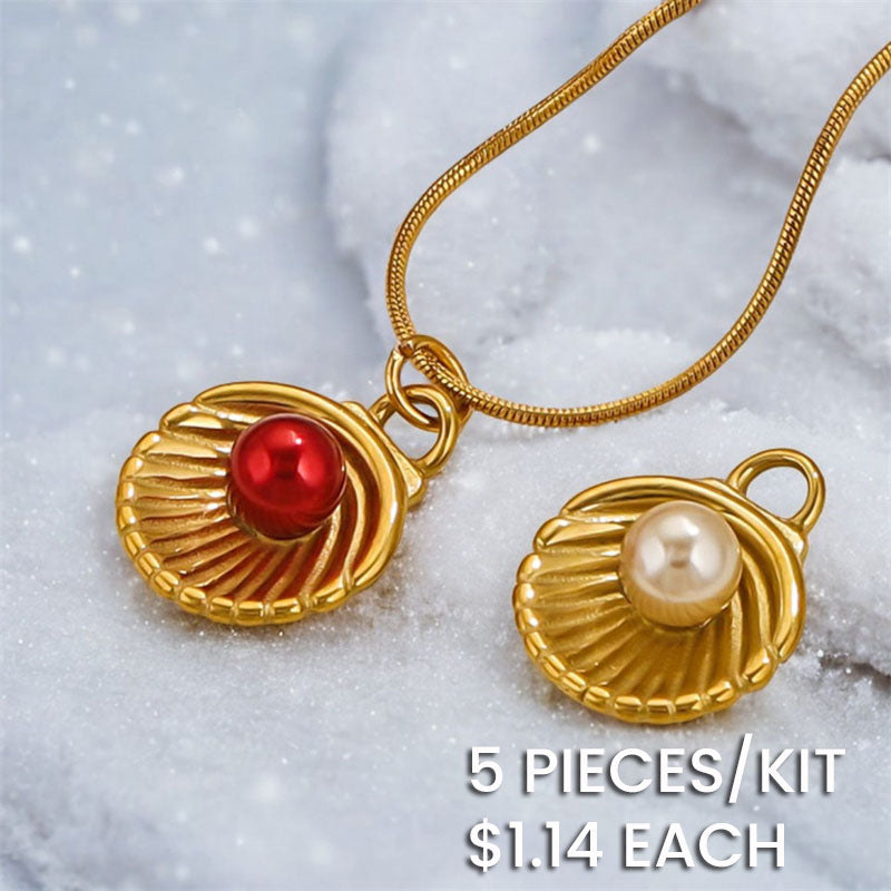 Collar de perlas con colgante de concha de moda para mujer