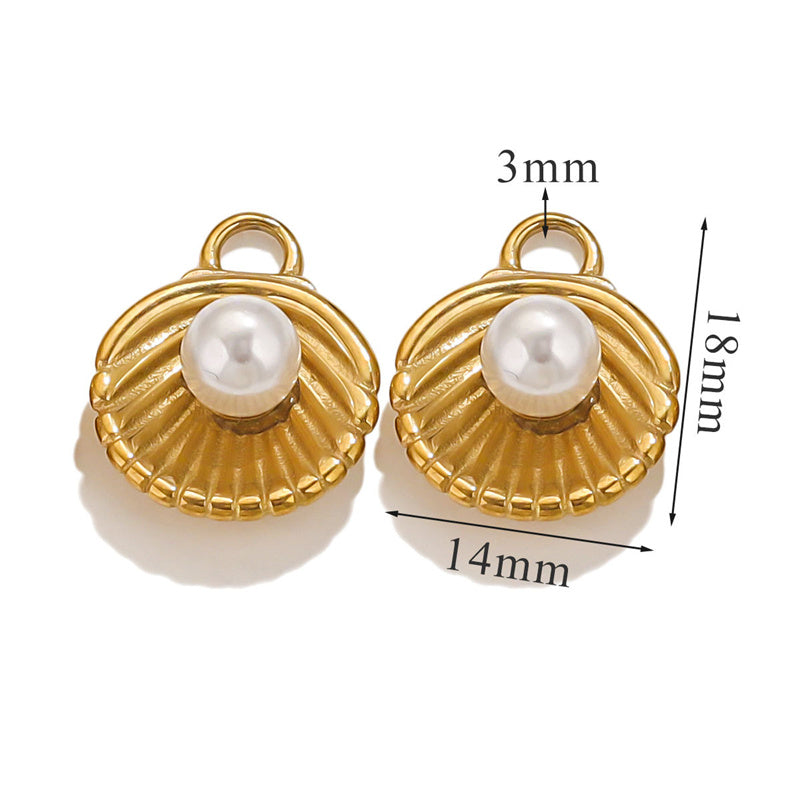 Collar de perlas con colgante de concha de moda para mujer