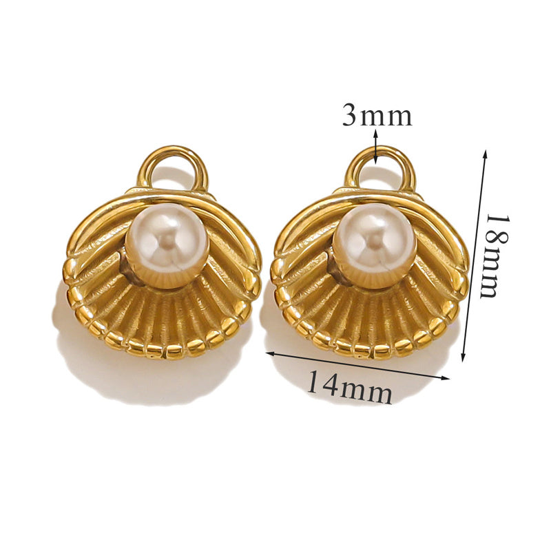 Collar de perlas con colgante de concha de moda para mujer