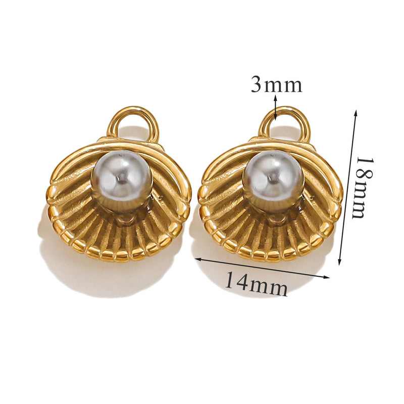 Collar de perlas con colgante de concha de moda para mujer