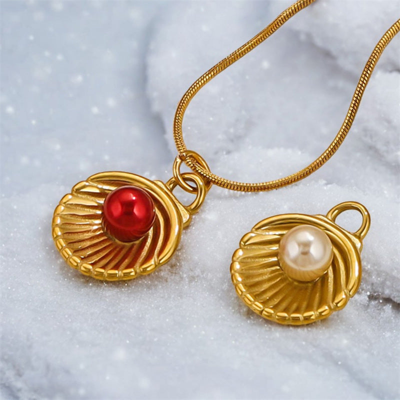 Collar de perlas con colgante de concha de moda para mujer