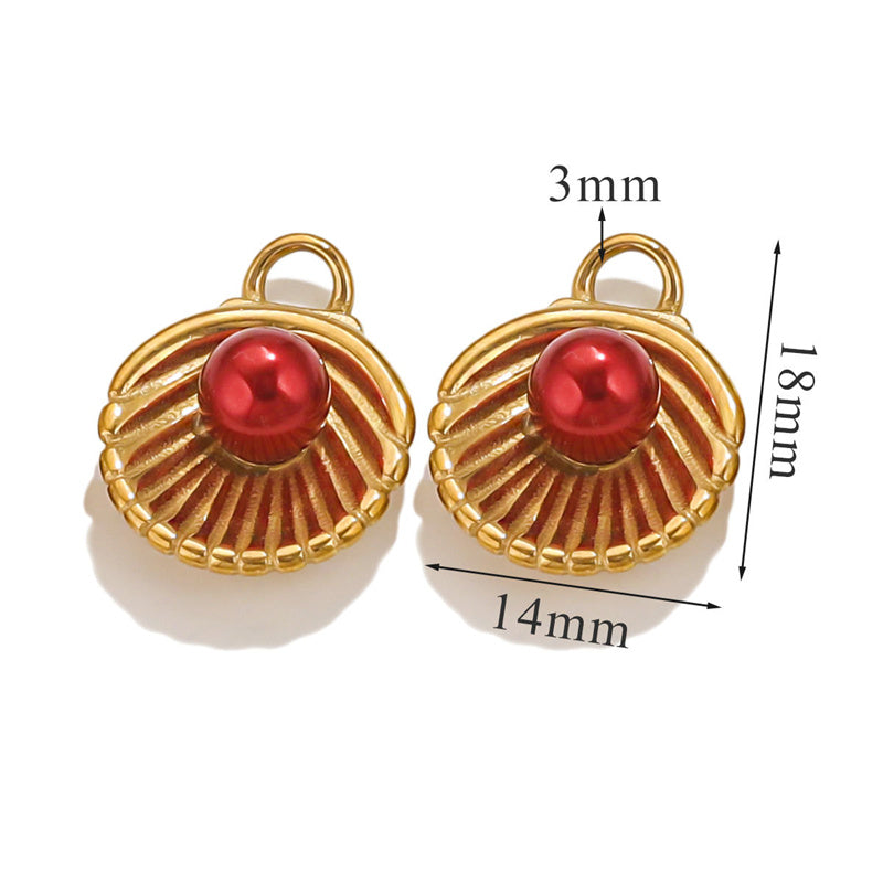 Collar de perlas con colgante de concha de moda para mujer