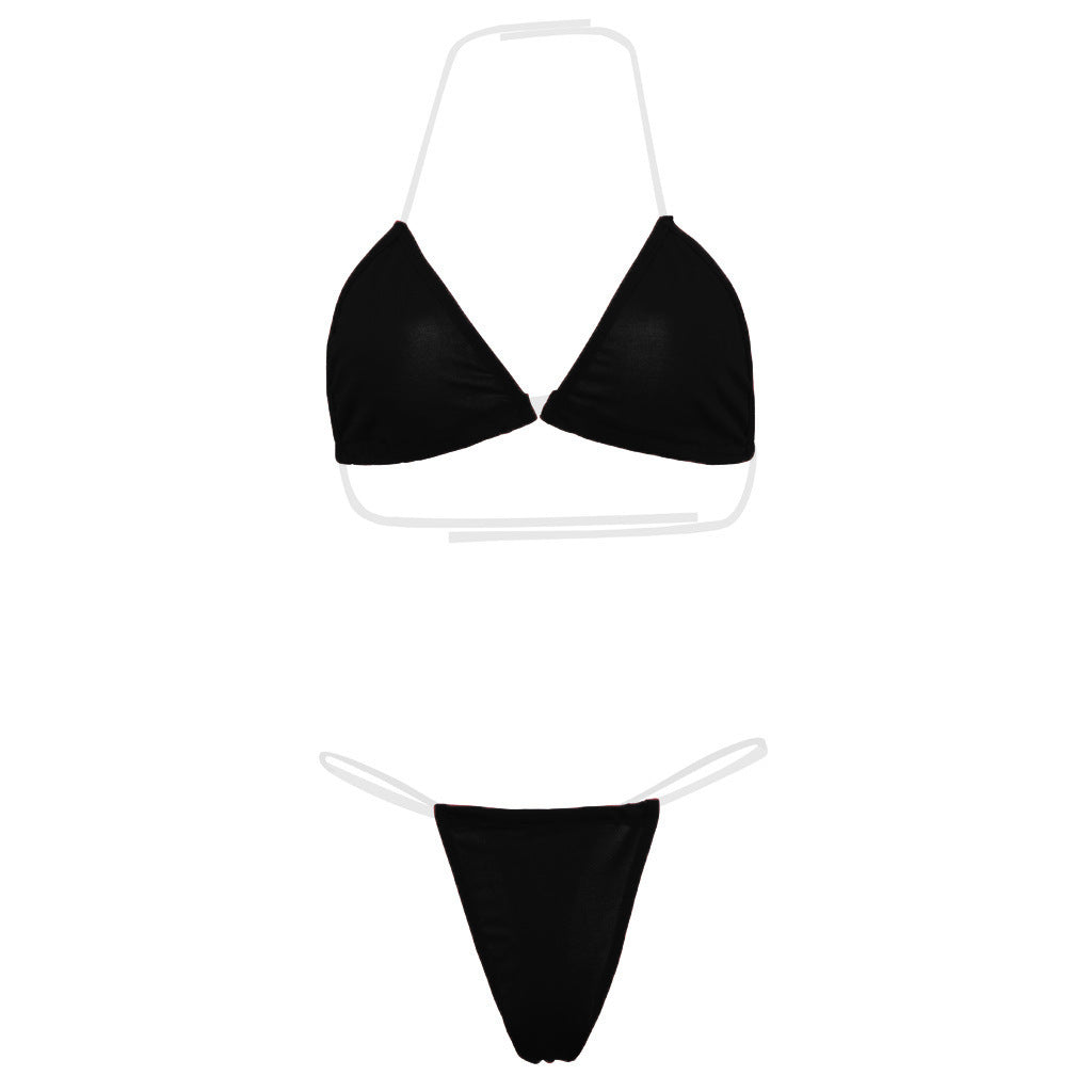 Bikini sexy con tirantes transparentes para mujer - Traje de baño de poliéster transparente