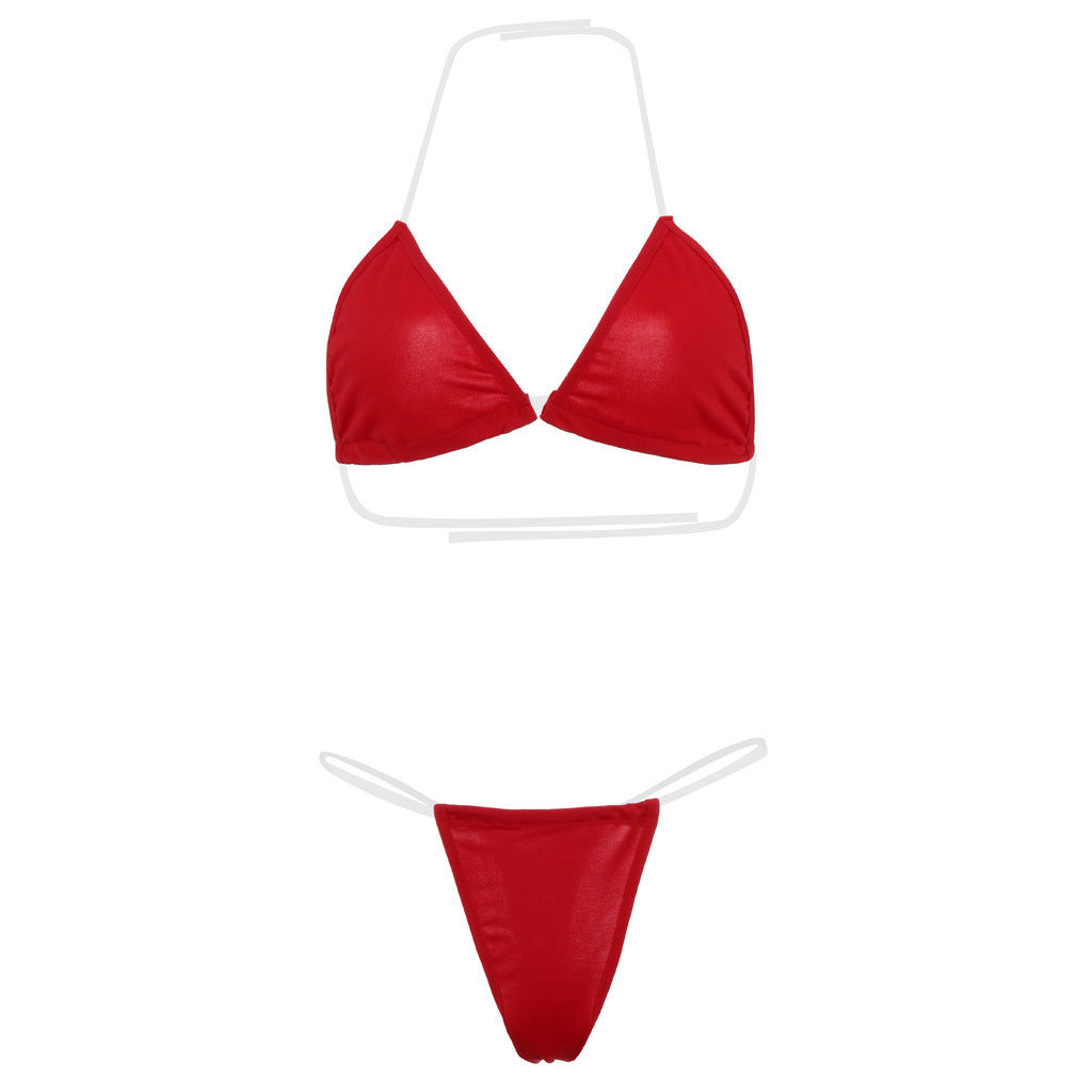 Bikini sexy con tirantes transparentes para mujer - Traje de baño de poliéster transparente