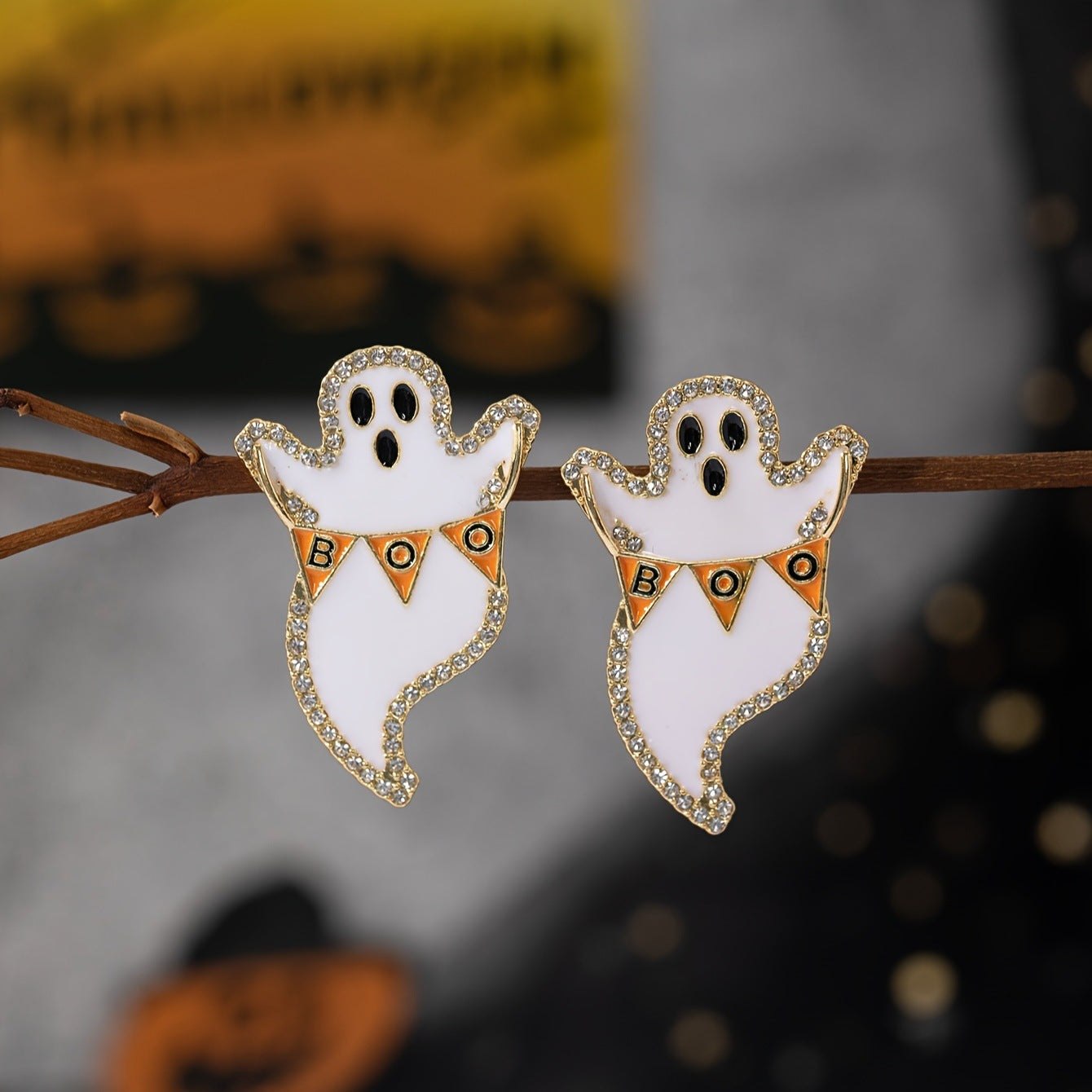 Women Fashion Cute Halloween Ghost Shaped Earrings