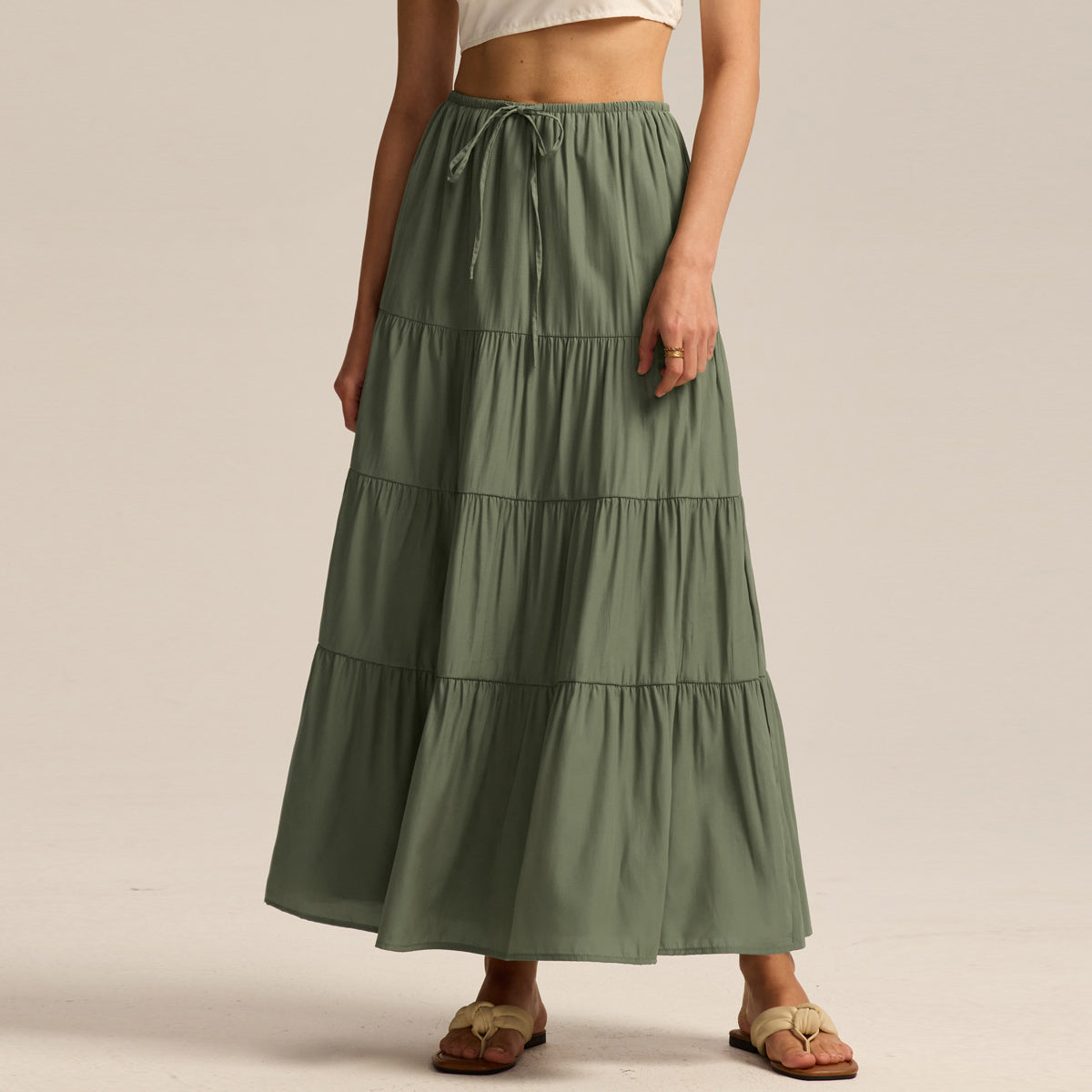 Women Fashion Solid Color Printed High Waist Skirt