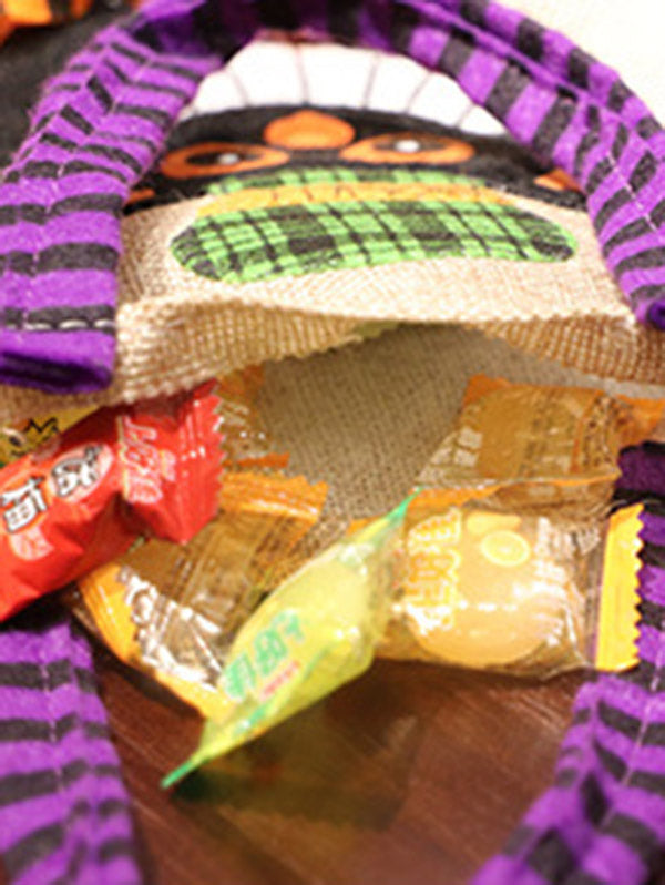 Halloween Burlap Pumpkin Tote Bag
