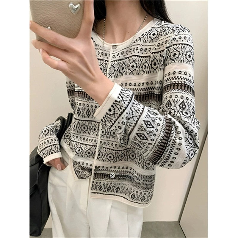 New Versatile Jacquard Knit Cardigan