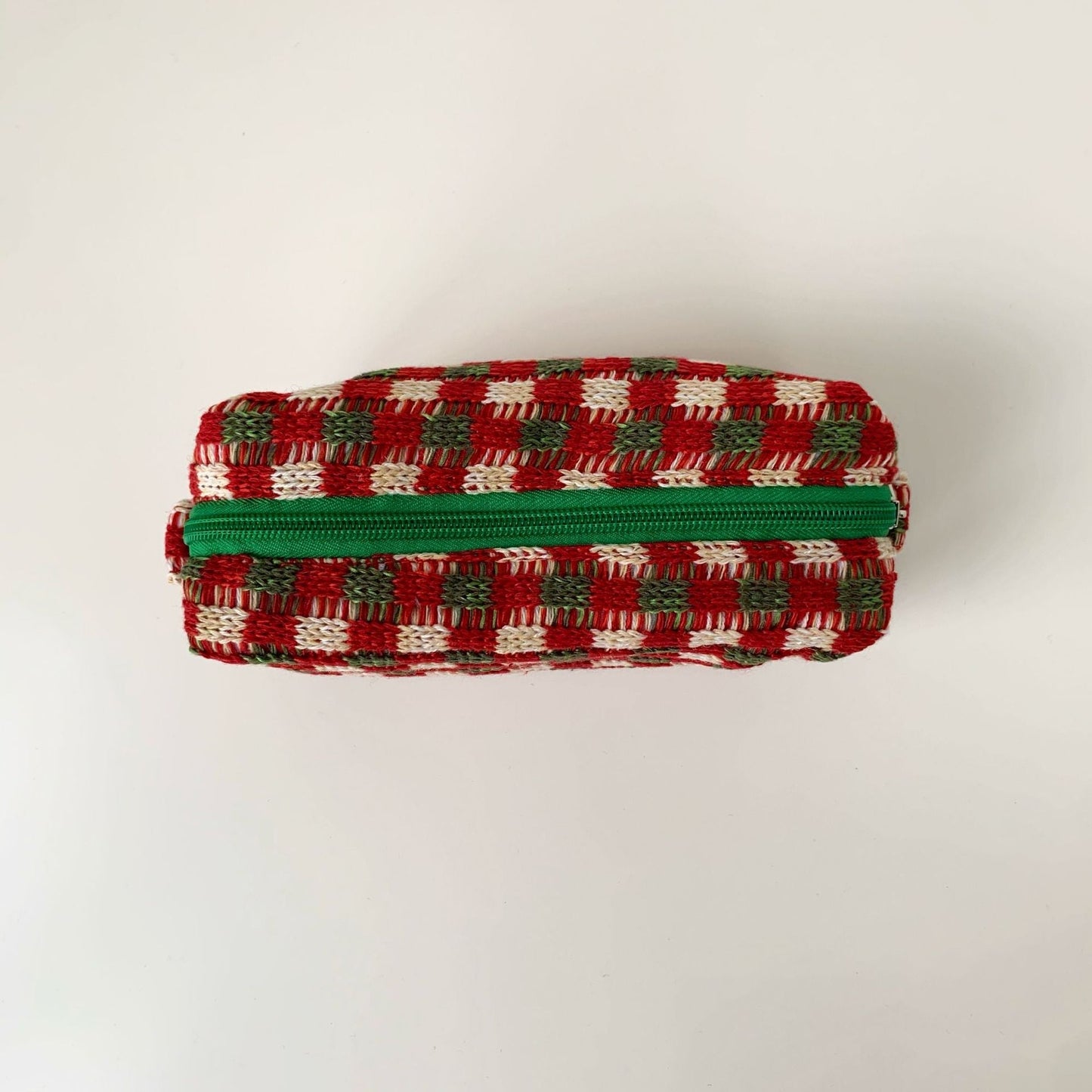 Christmas Color Block Knit Make Up Bag