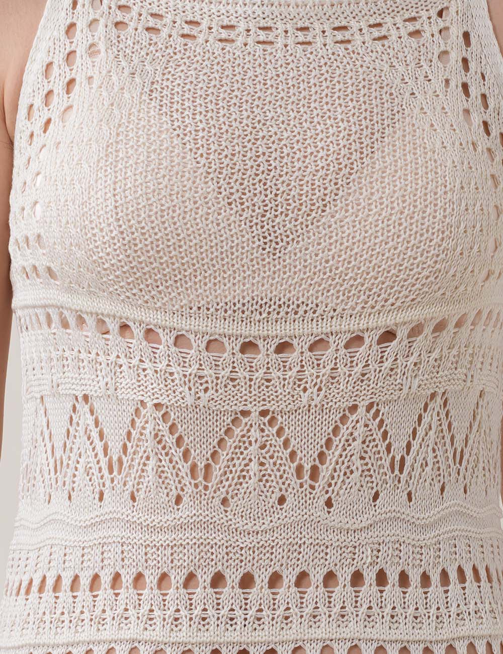 Jacquard Mesh Knit Sleeveless Mini Dresses