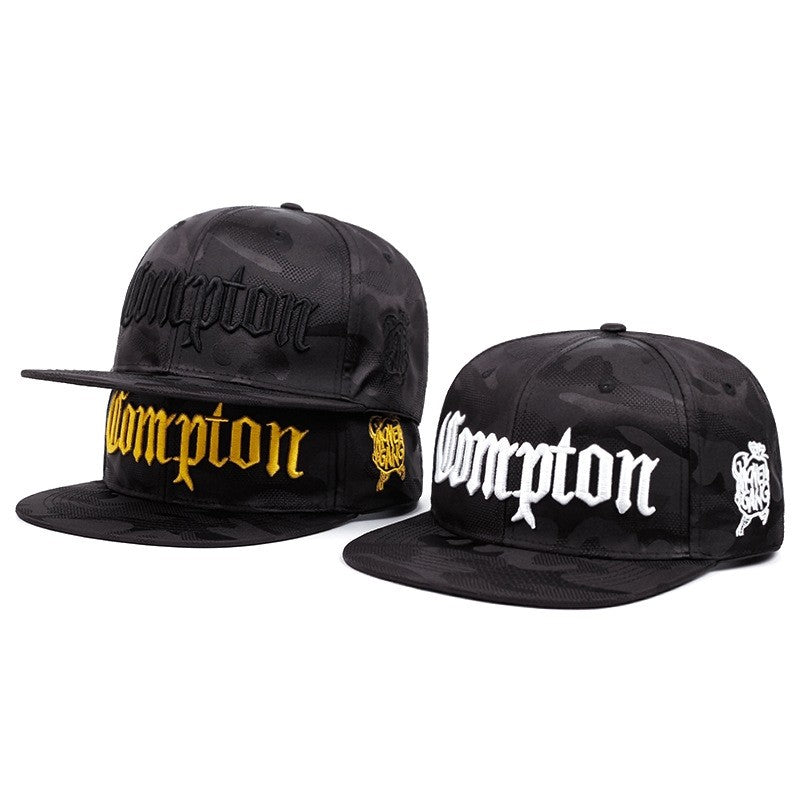 COMPTON Embroidered Flat Brim Baseball Cap Unisex Design