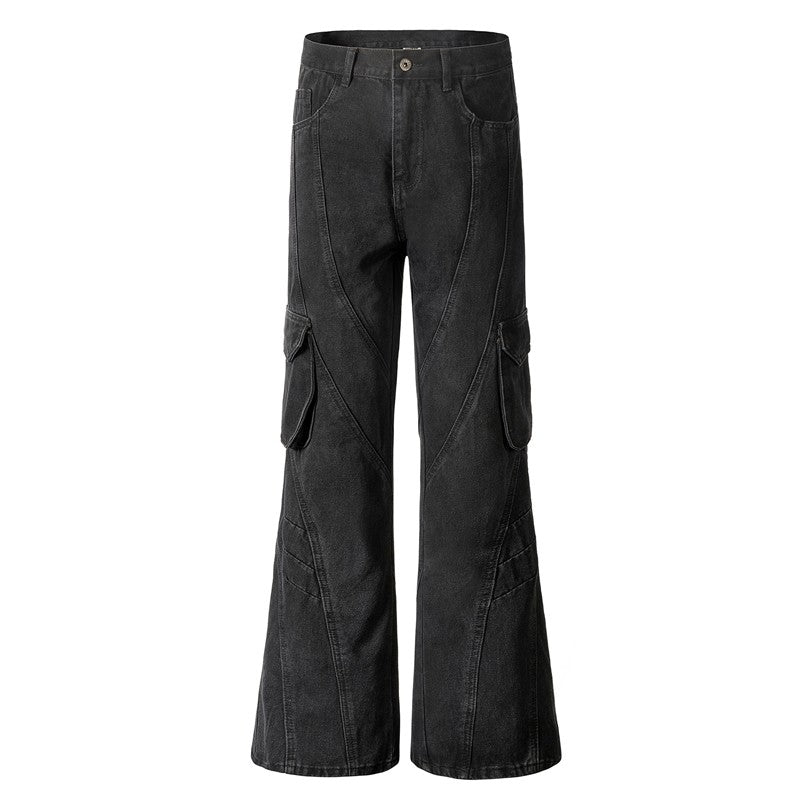 Washed Distressed Flared Skinny Jeans