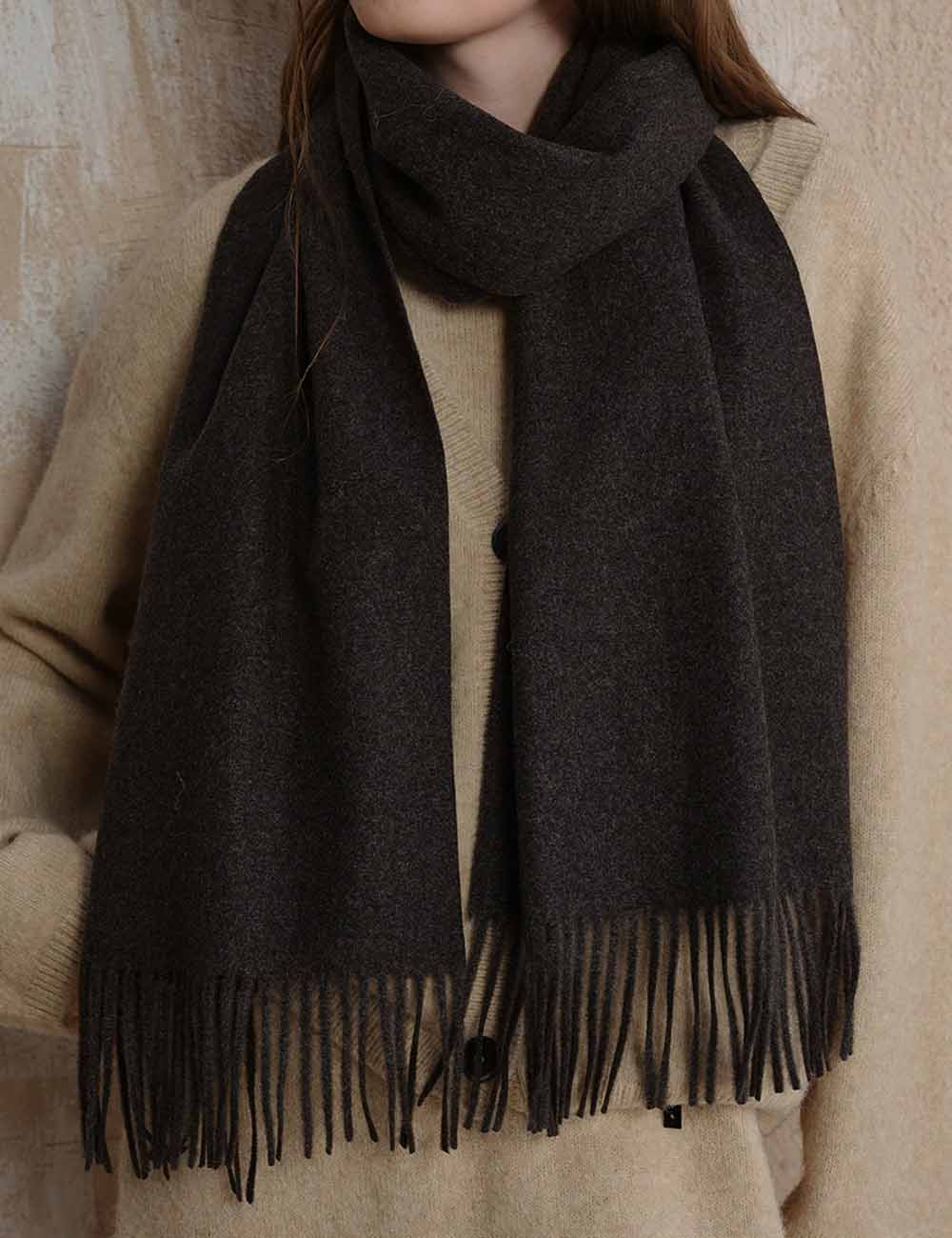 Tassel Simple Warm Wool Solid Color Scarf