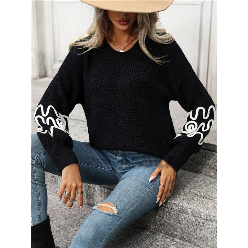 Long Sleeve Crewneck Casual Loose Pullover Knitted Sweater