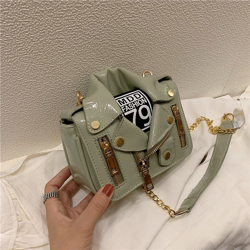 One Shoulder Glossy Suit Chain Bag