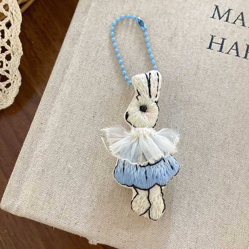 Plaid Love Bow Embroidery Sweet Bag Charm