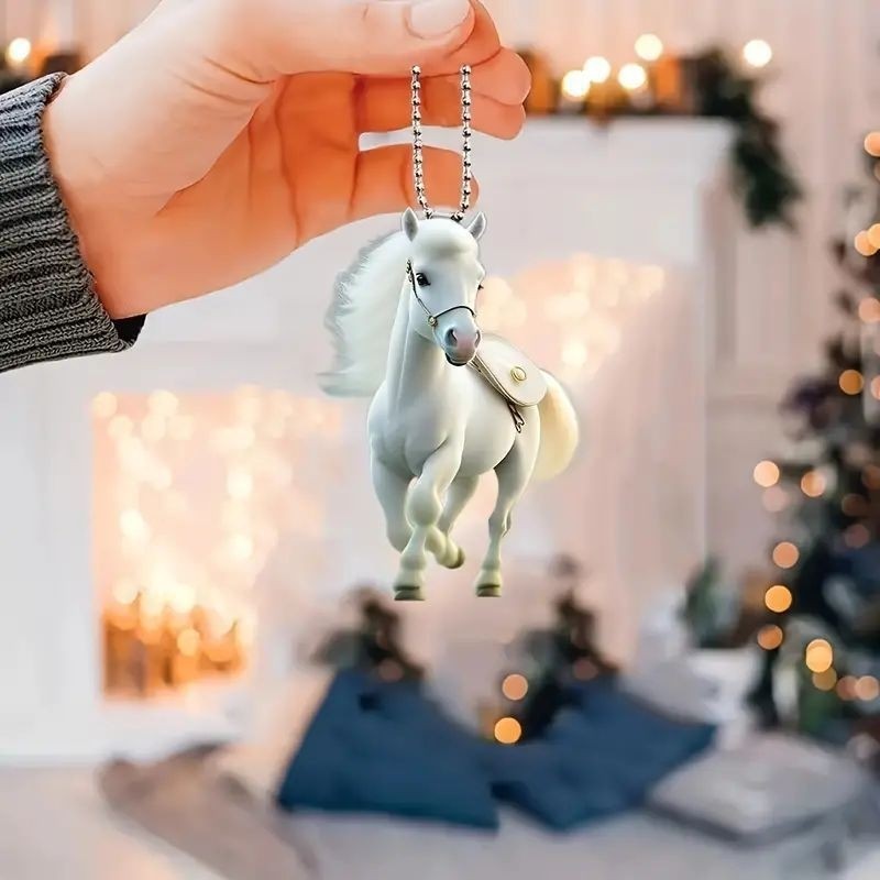 White Acrylic Horse Pendant