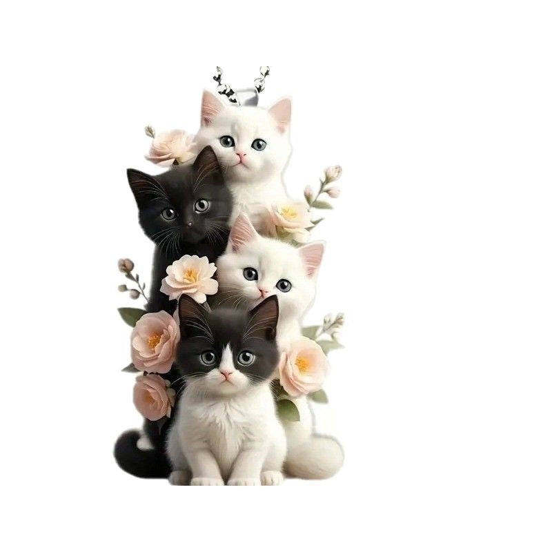 Cute Black White Acrylic Car Hanging Ornament