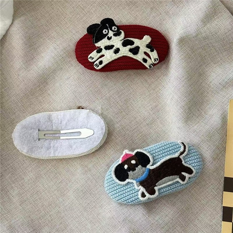 Cartoon Embroidered Dog Hair Clip