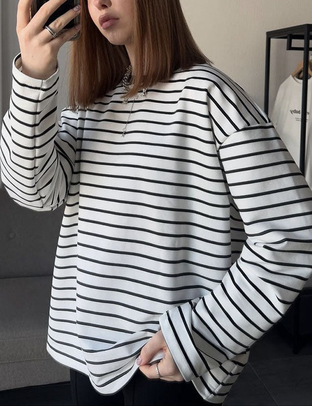 Simple Striped Casual Slim Pullover T-Shirt