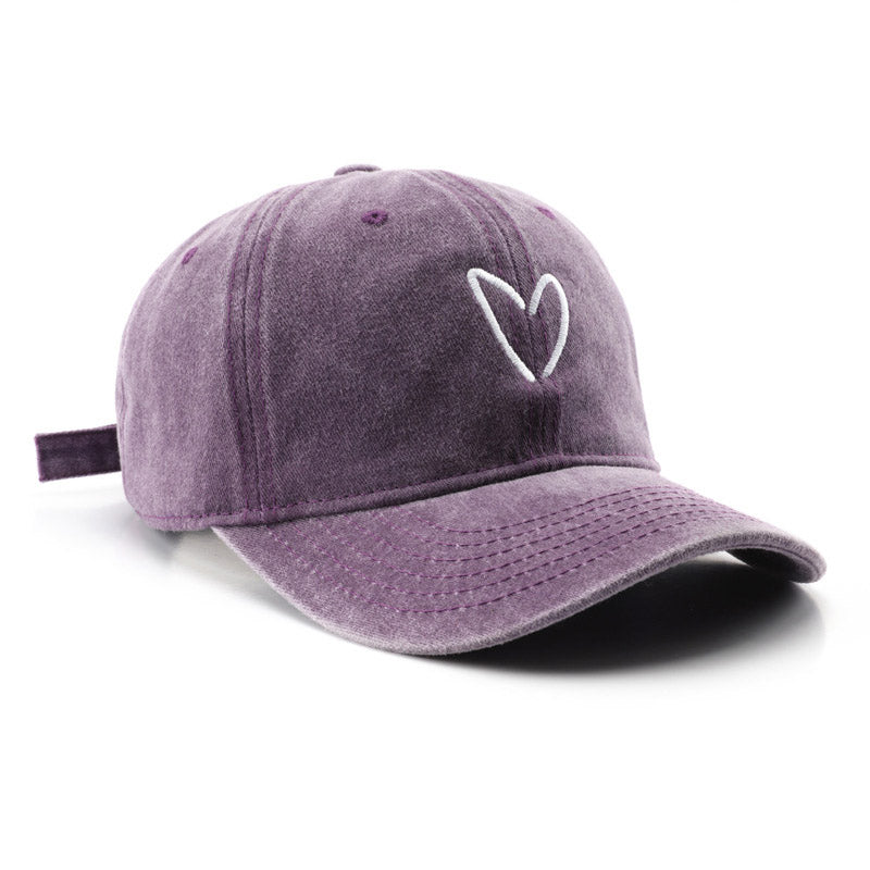 Retro Distressed Embroidered Heart Baseball Cap