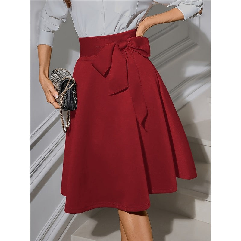 Elastic Knit High Waist Tie Midi Skirt