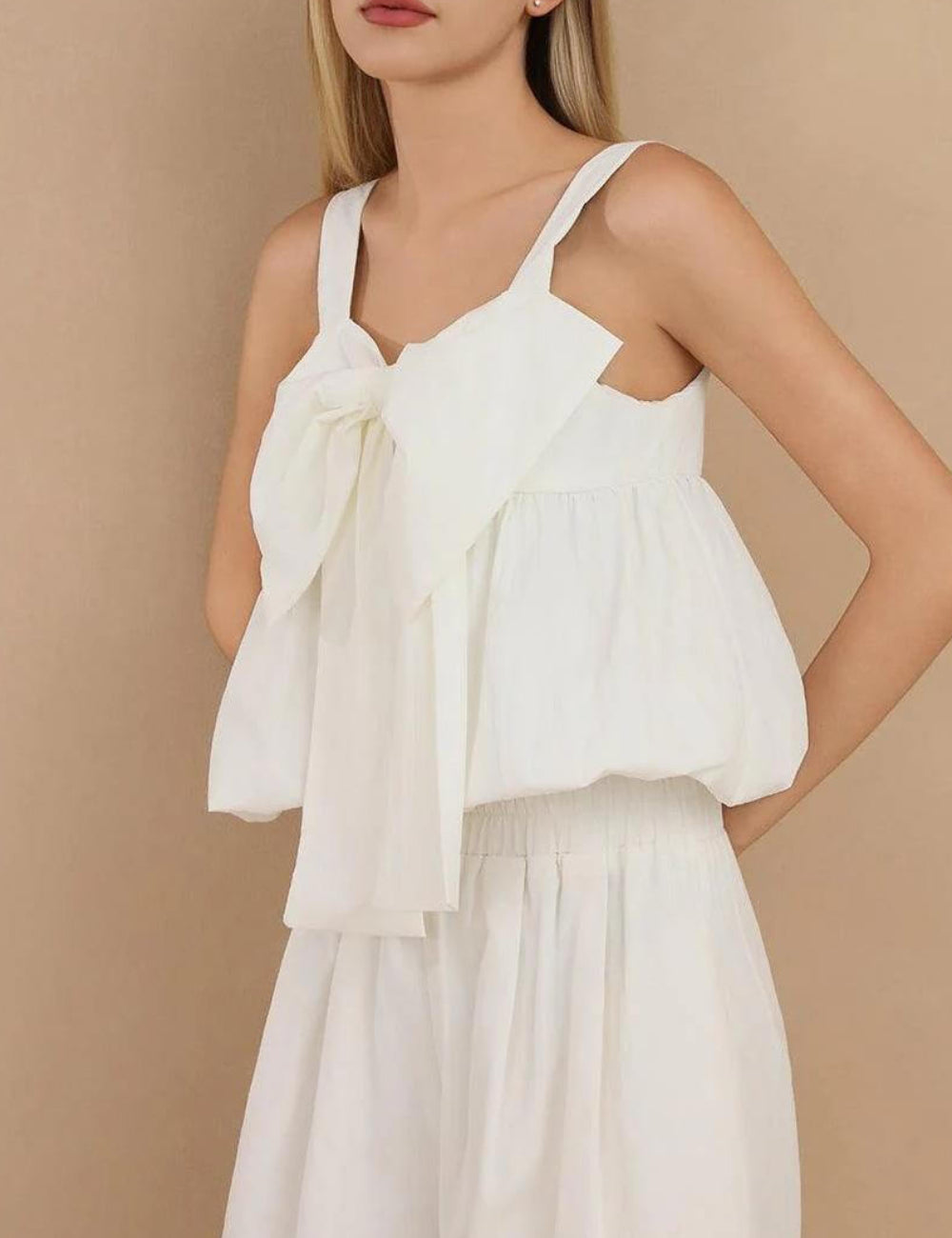 Elegant Bow Front Crop Tops