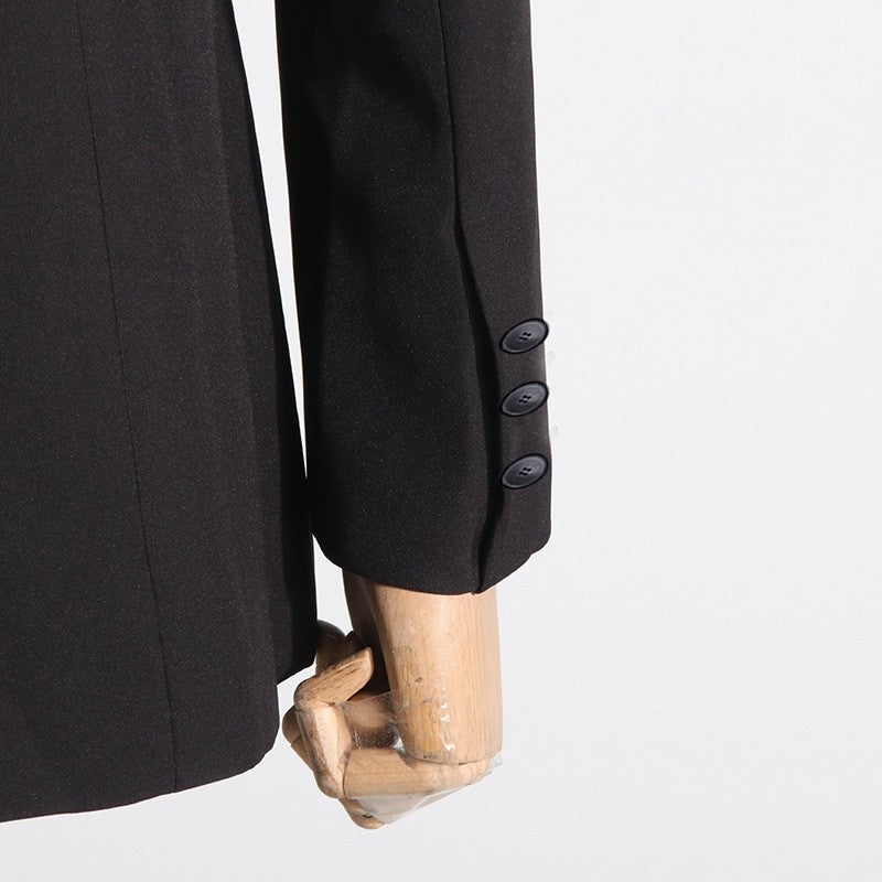 Solid Color Long Sleeve Lapel Irregular Collar Blazer Outerwear